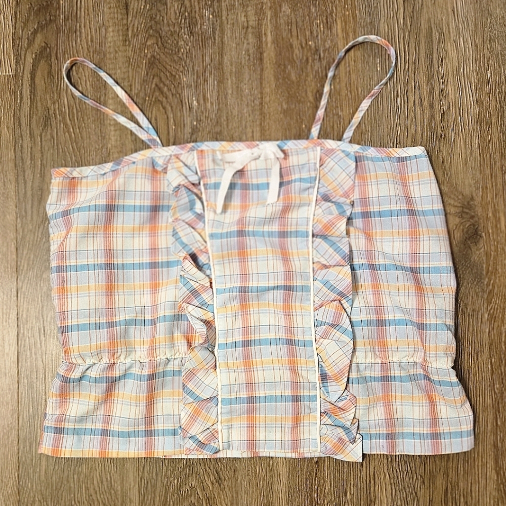 Camisole Plaid Ruffled Crop Top